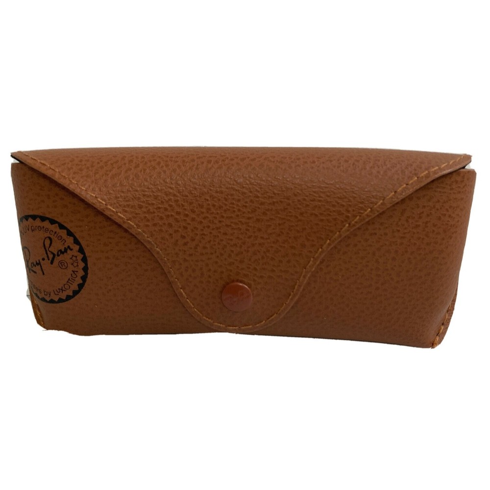 Vintage RAY BAN Luxotica Foldover Black Snap Case BROWN Faux Leather VEGAN